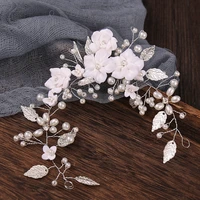 flower leaf pearl headband wedding hair accessories rhinestone for bridal tiara barrettes hair comb hairband hair jewelry gift