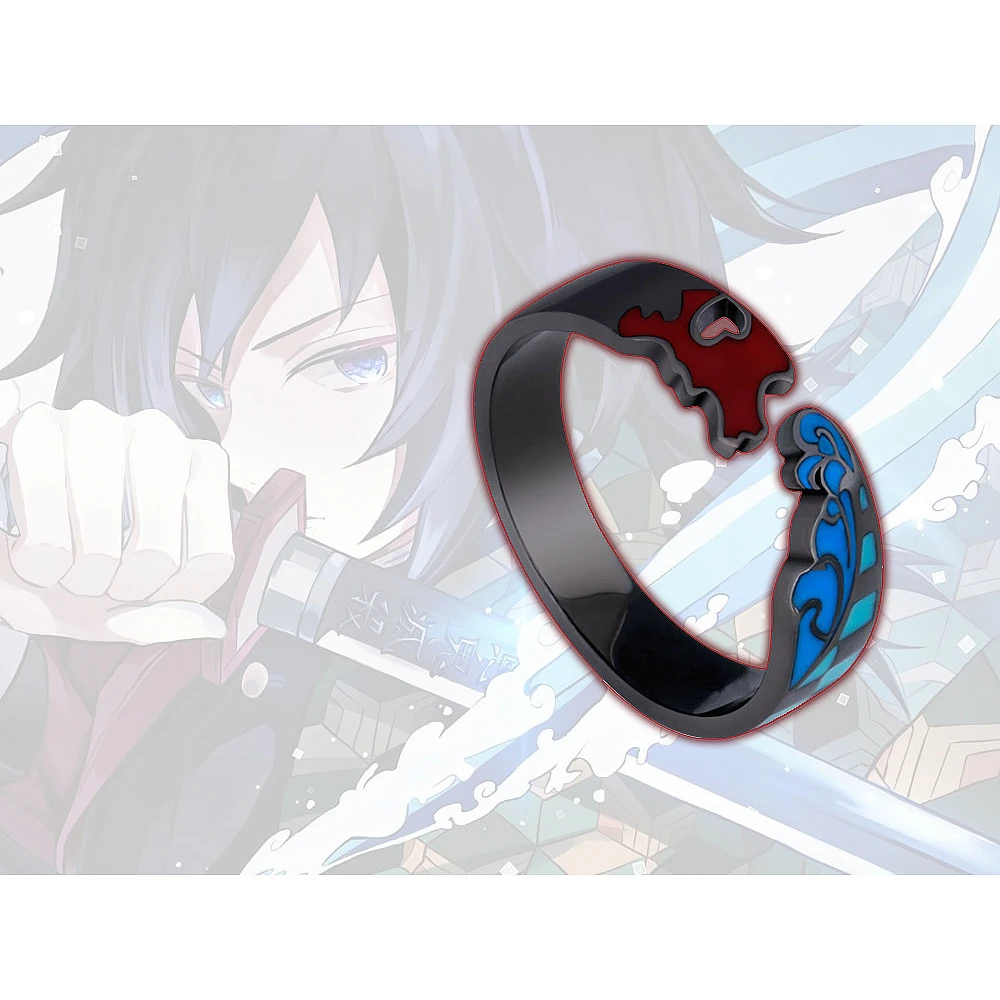

Anime Demon Slayer Ring Tomioka Giyuu Kamado Tanjirou Adjustable Metal Ring Kimetsu No Yaiba Alloy Rings Men Women Gift Jewelry