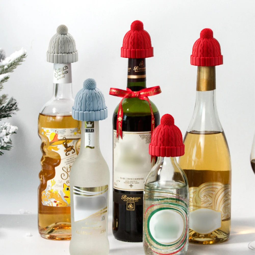 

Silicone Wine Stoppers Christmas Wine Caps Reusable Wine Saver Bottle Sealer Airtight Plug Safe Wine Cork