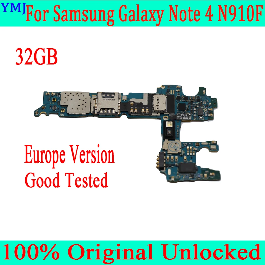 Материнская плата для Samsung Galaxy Note 4 N910A N910U N910F N910G, 32 ГБ, 100% оригинальная разблокированная хорошо протестированная материнская плата