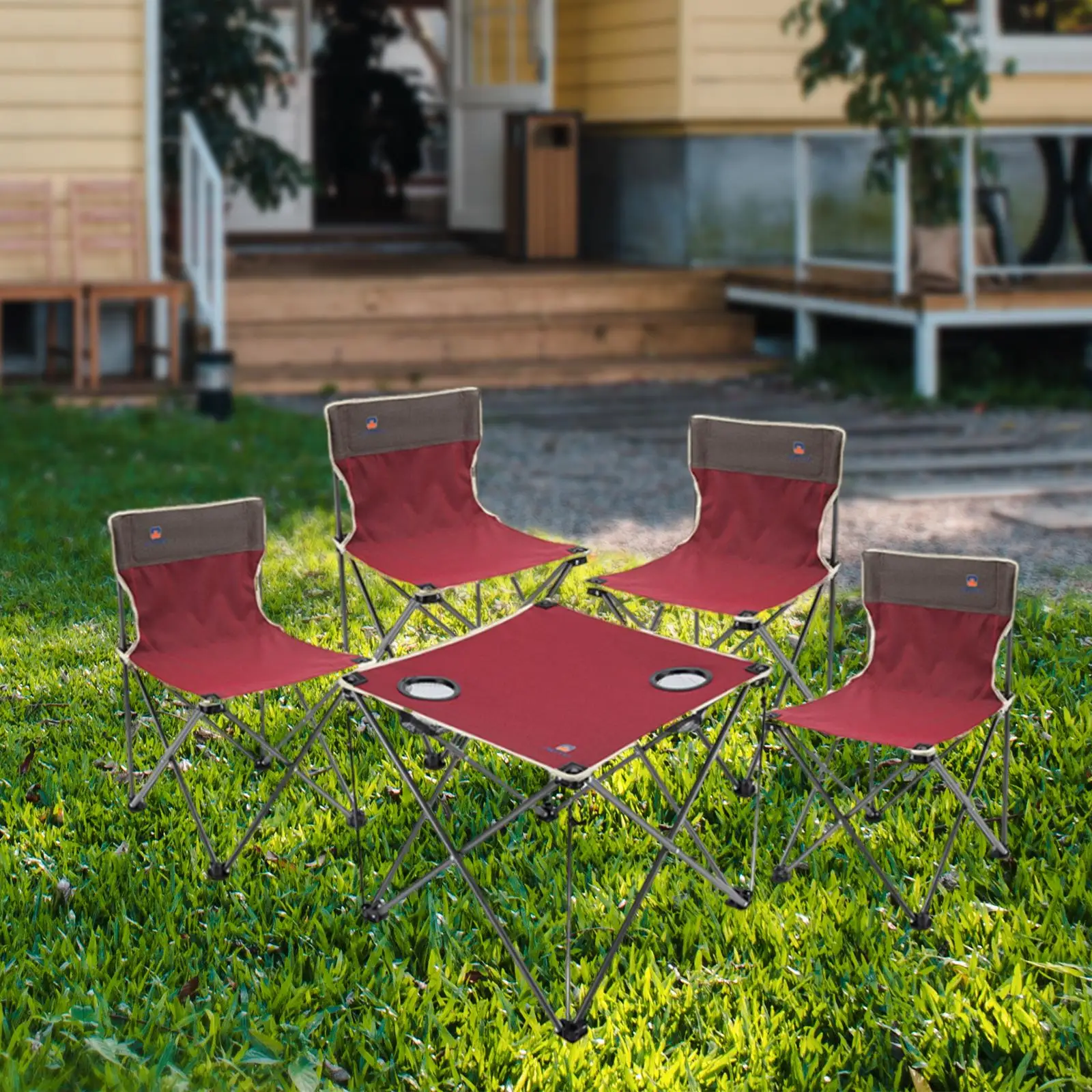 Портативный складной стол и стулья для кемпинга со спинкой хранения прочные