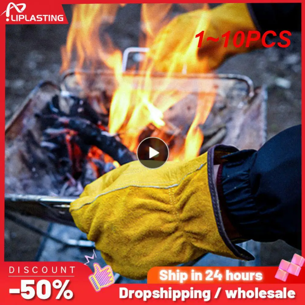 

1~10PCS Men Work Gloves Soft Cowhide Driver Hunting Driving Farm Garden Welding Security Protection Safety Workers Mechanic