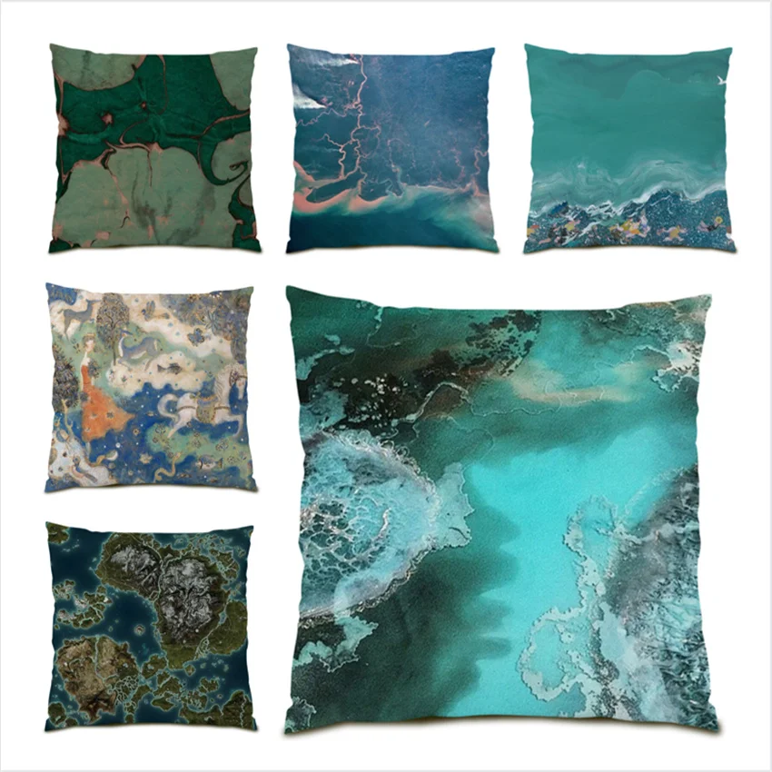 

Sofa Decorative Pillow Cases Landscape Decoration Home Decor Pillowcase Velvet Cushions Cover Light Luxury Oil Painting E0226