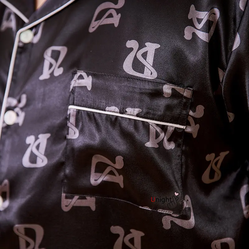 Summer Men's Pajamas Sets Silk Short sleeved Sleepwear Ice Silk Plus Size 7XL Pajama set Home Clothing Pyjamas Suit Home Wear