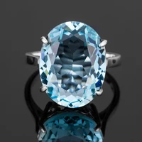 hot oval aquamarine rings 10ct gemstone march birthstone 925 sterling silver romantic woman ring for wedding engagement