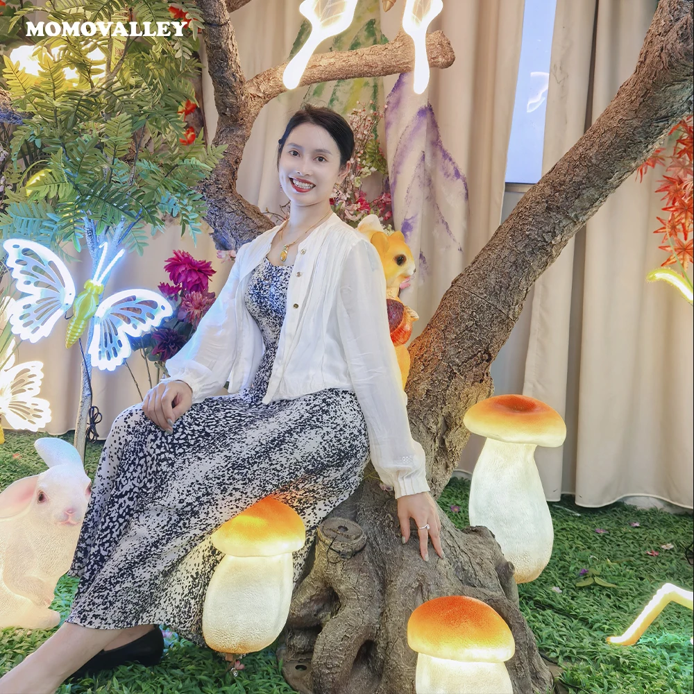 Фото Декоративные светодиодные светильники Momovalley в виде гигантских мультяшных грибов для улицы, для рождественских украшений, парков, газонов и ландшафтного дизайна №5