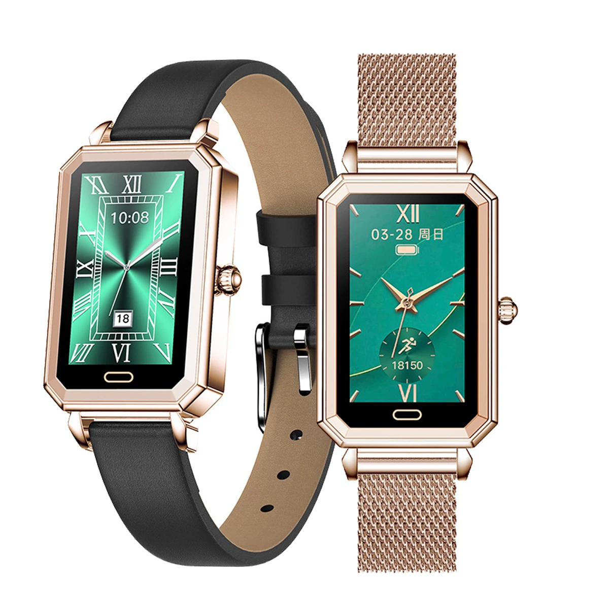 Retro HT2 Smart Watch Information Reminds Heart Rate Monitoring Pedometer Waterproof Green Digital Watch