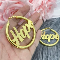 30 60mm custom name earrings 5mm thick big hoops earrings stainless steel hip hop style earrings custom earrings for women gift