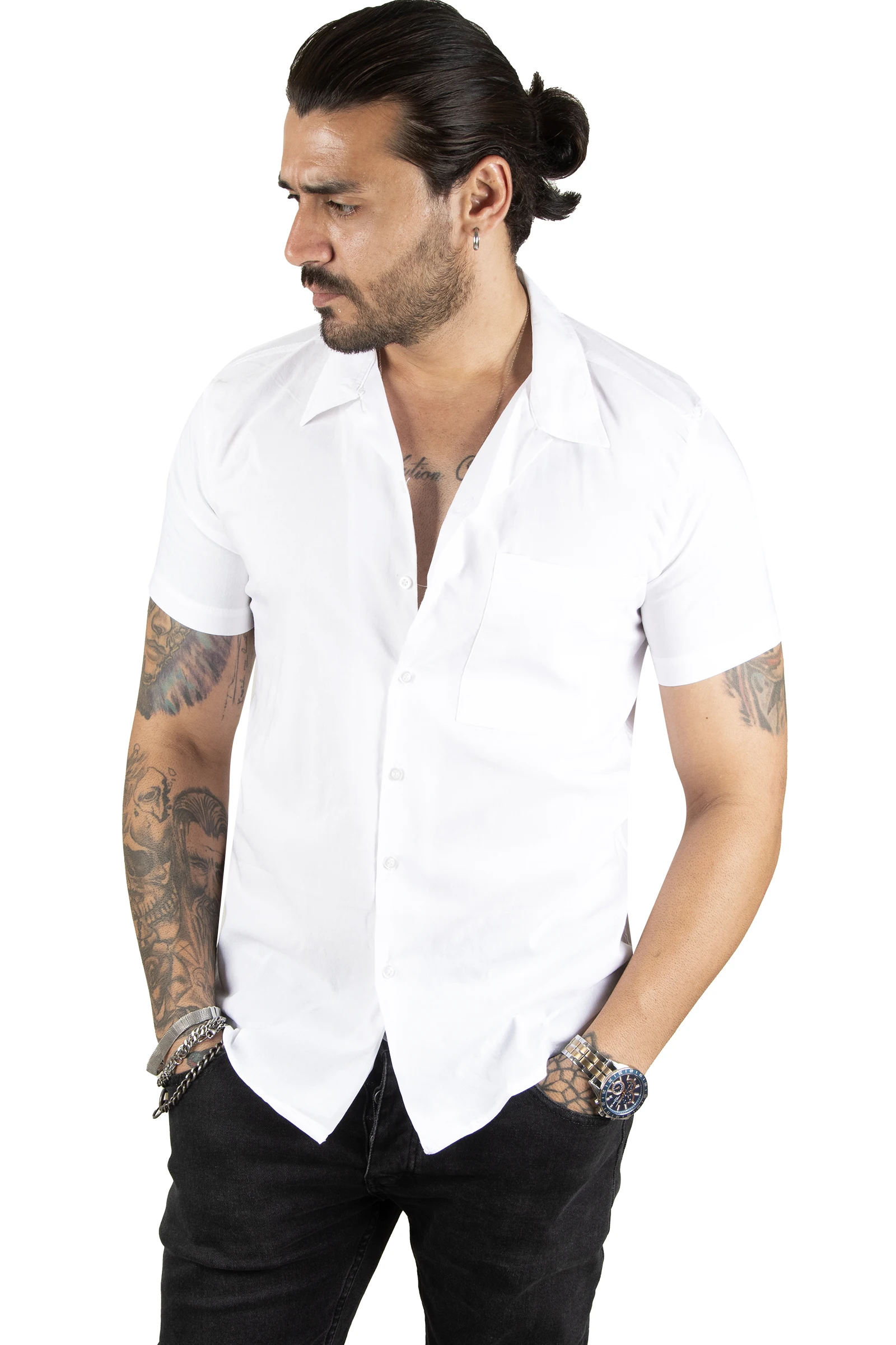 DeepSEA Decorated Single Pocket Lycra Short Sleeve Male Shirt 2201925