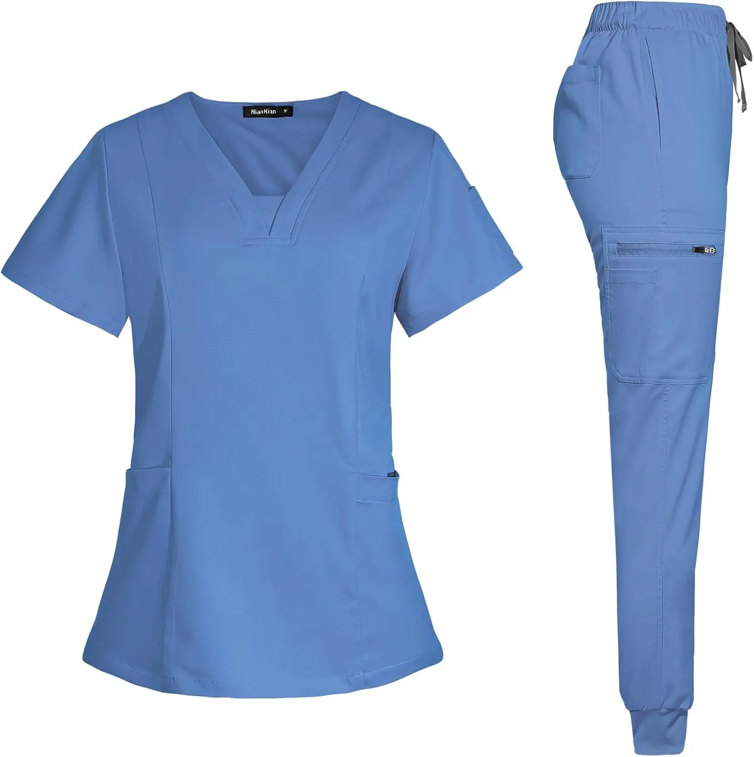 Униформа Niaahinn для женщин современный женский топ с V-образным вырезом и зауженные