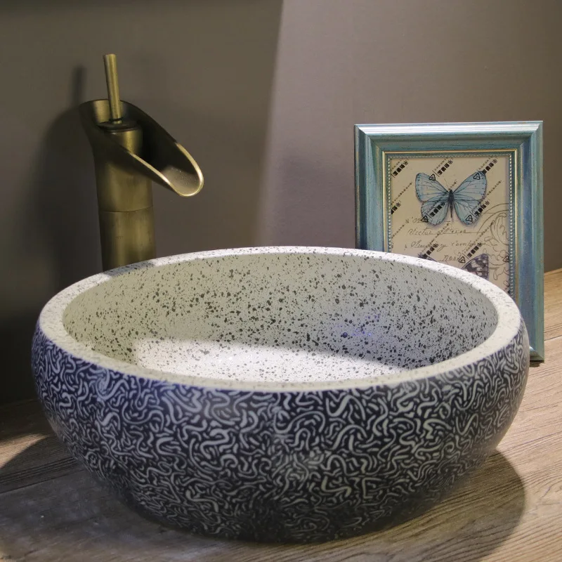 

Jingdezhen Ceramic Art Table Basin Chinese Creative Wash Basin Basin Home Bathroom Retro Washbasin
