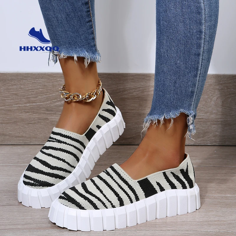 

2022 Spring Women Breathable Shoes Woman Flat Slip on 3.5cm Platform Tenis for Women Mesh Sock Sneakers Shoes Zapatillas Mujer