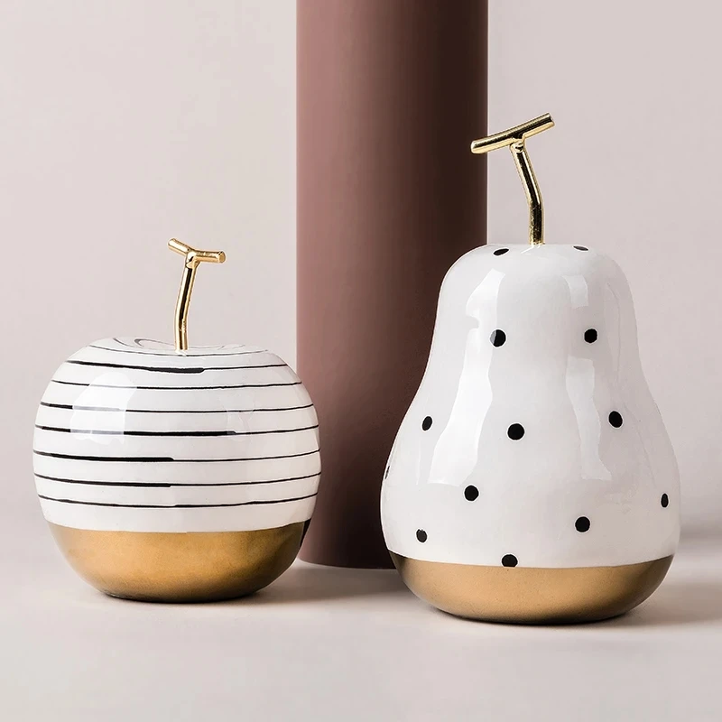

White Simple Apple Pear Small Ornaments Ceramic Crafts Christmas Decoration Bedroom Home Decoration Accessories Holiday Gifts