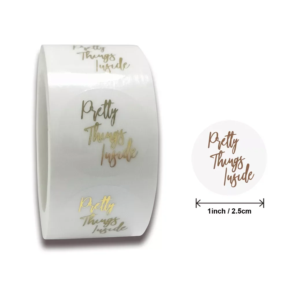 

50-500pcs Pretty Things Inside Stickers 1in Round Paper Gold Thank you stickers for Small Business Packaging Seal Label Stickers