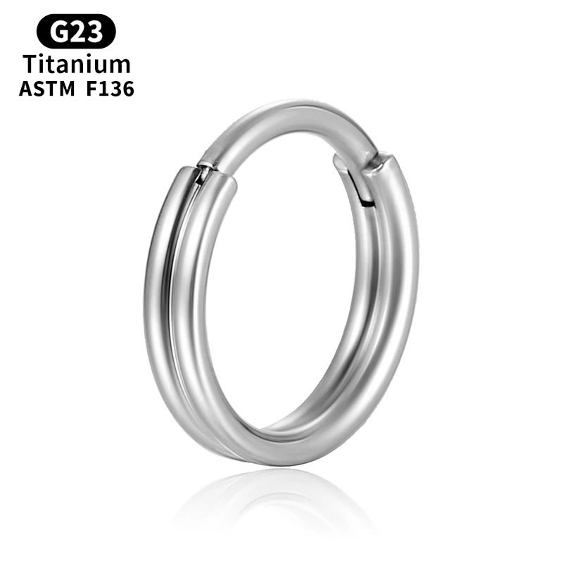 G23 Titanium Septum Zircon Nose Rings Two-row Piercing Cartilage Clicker Hinged Segment Tragus Earrings Body Jewelry for Woman