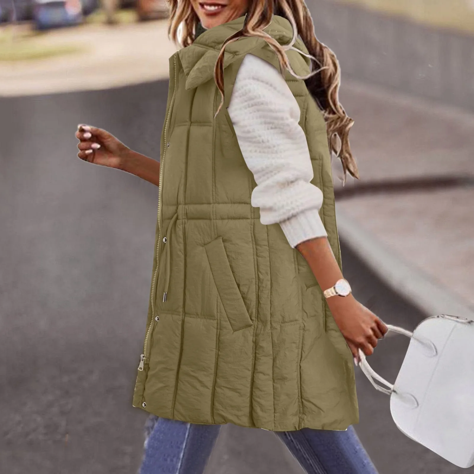 

Осенне-зимние женские парки средней длины, жилет, теплый пуховик на молнии с капюшоном, парка, женский жилет без рукавов, куртка, верхняя одежда, топы