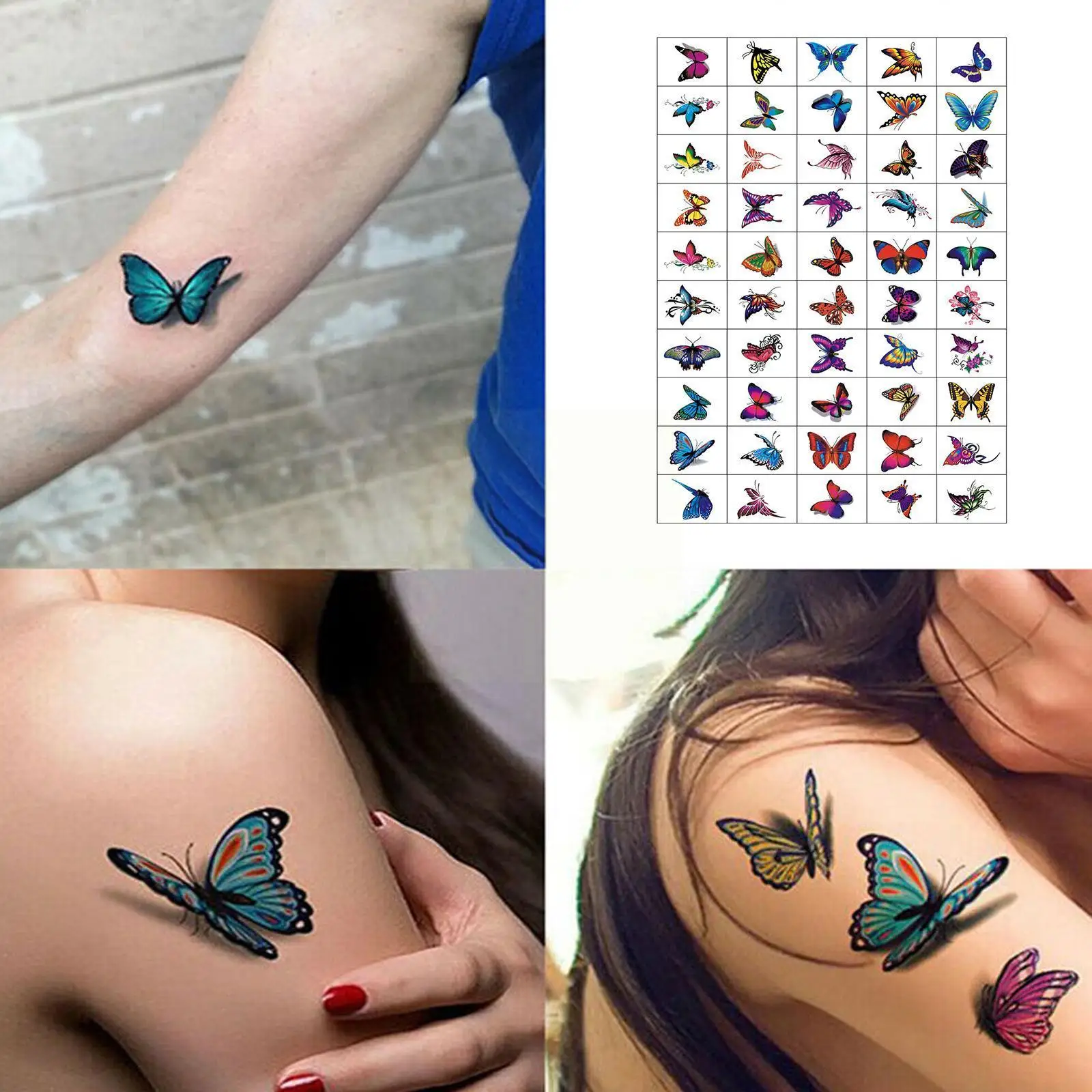 

Temporary Tattoos Sticker Water Transfer Tattoos For Body Art Cool 3D Waterproof Tattoos For Girls Flower Butterfly Tattoos J4I8