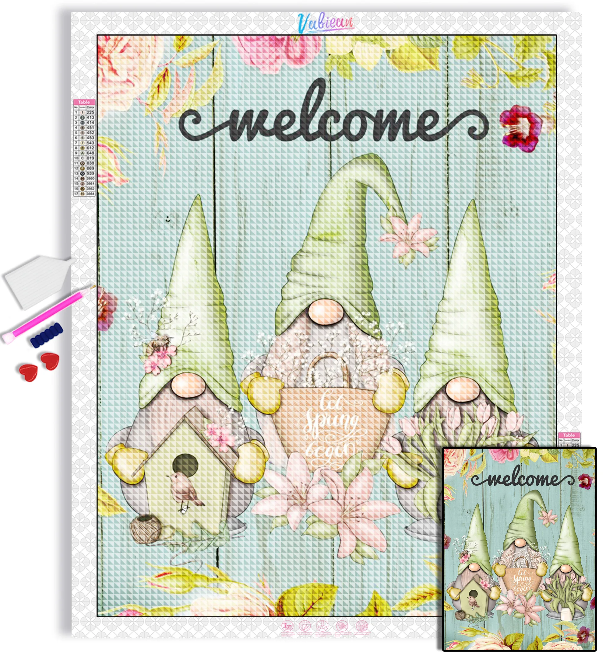 

5D DIY Gnome Diamond Painting Sweet Home Diamond Embroidery Cross Stitch Kits Mosaic Home Decor
