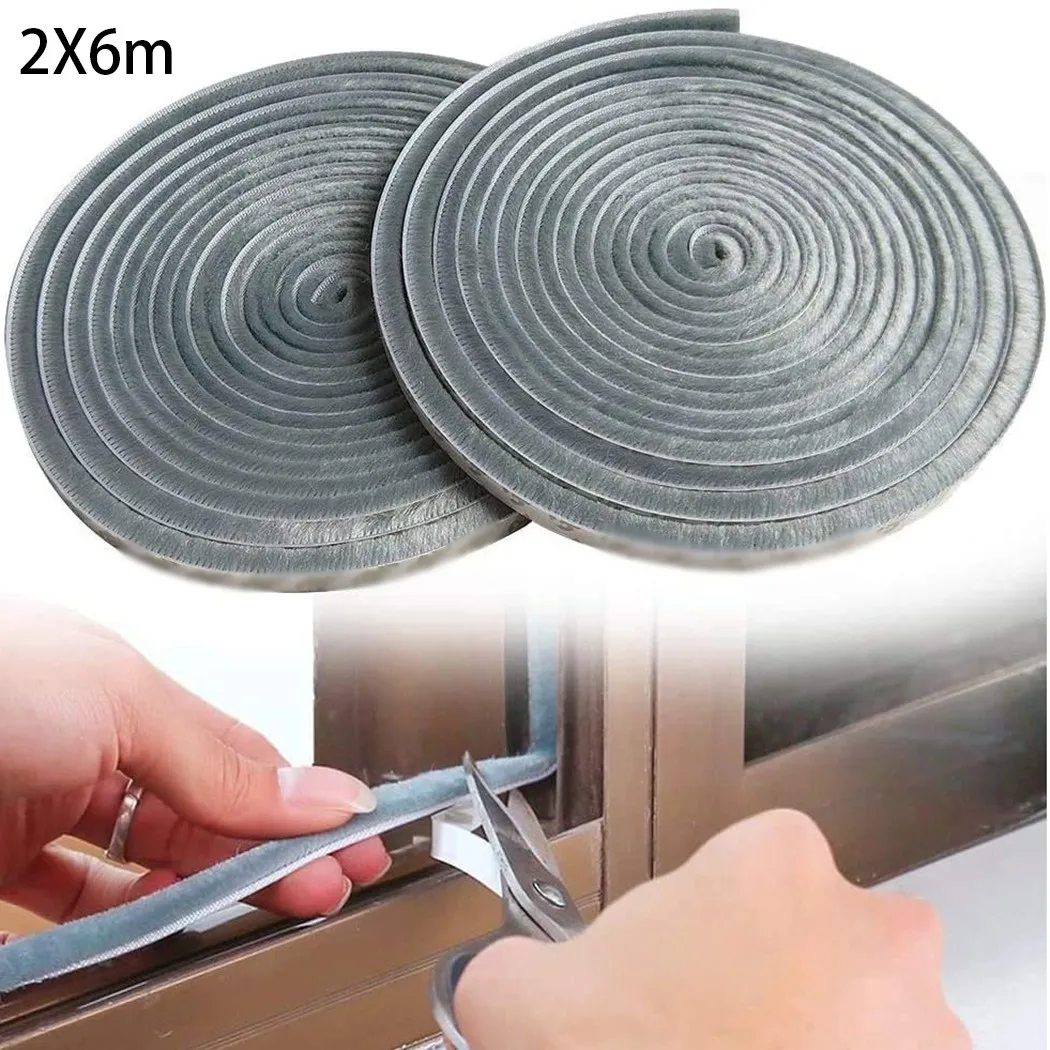 

2PCS Brush Sealing Strips 12M Weather Stripping For Door Brush Casement Seal Strip Sound Insulation And Dustproof