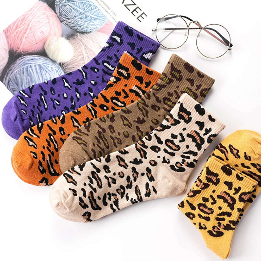

5 Pairs of Breathable Stockings Stylish Female Mid-calf Socks )