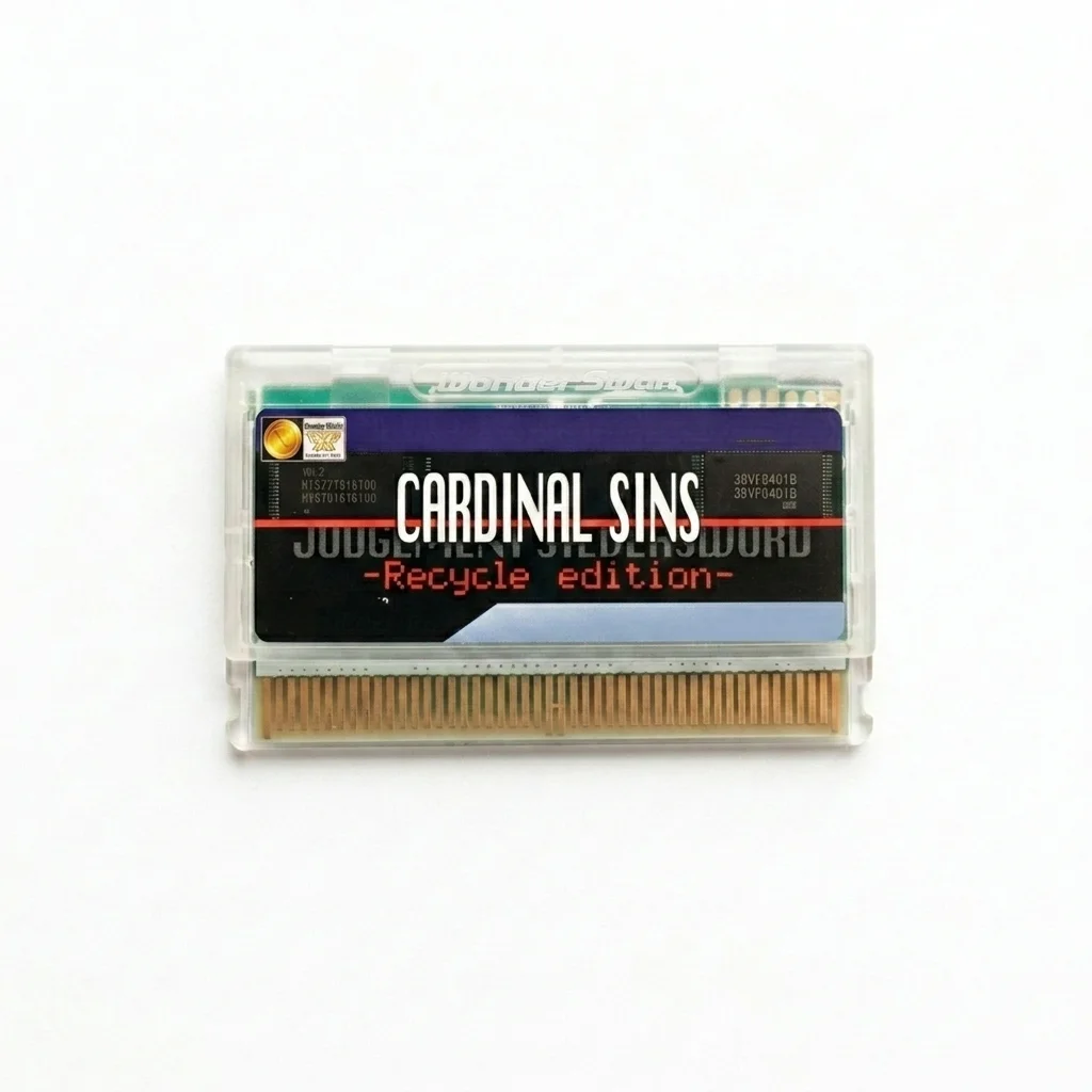 Фото Игровой картридж Cardinal Sins в стиле ретро для WonderSwan Color WSC SwanCrystal - Premium FRAM Edition №1