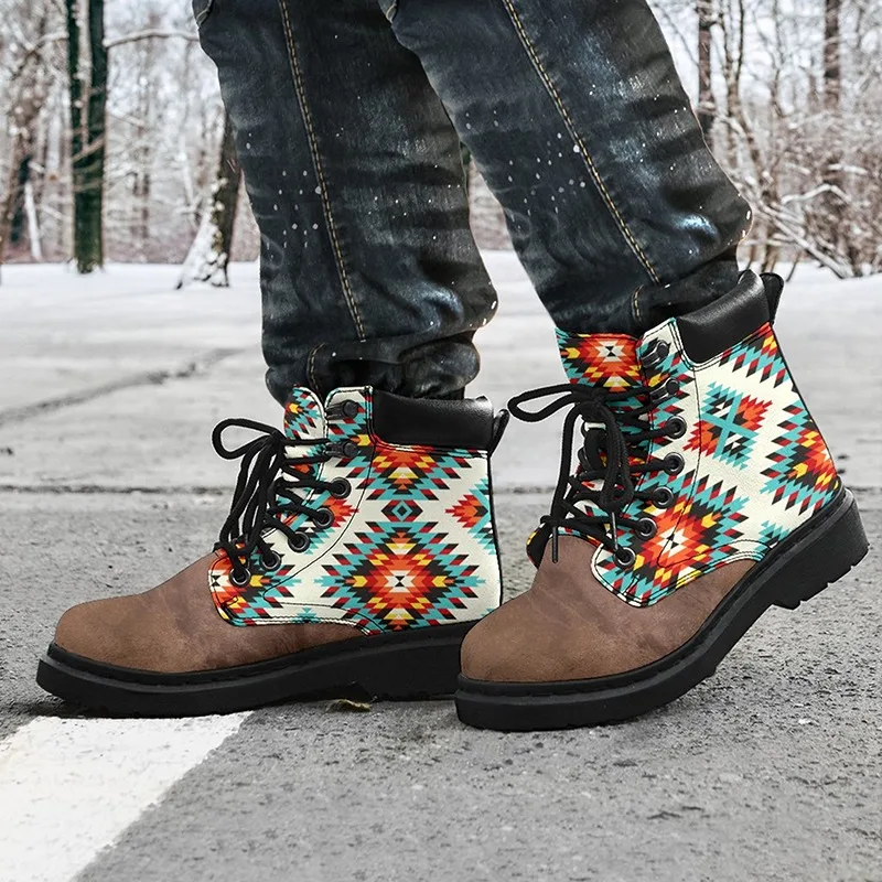 

Fashion Women's Boots Printed Boots Soft Sole ankle Boots Lace up Platform Retro Harajuku Women's Shoes