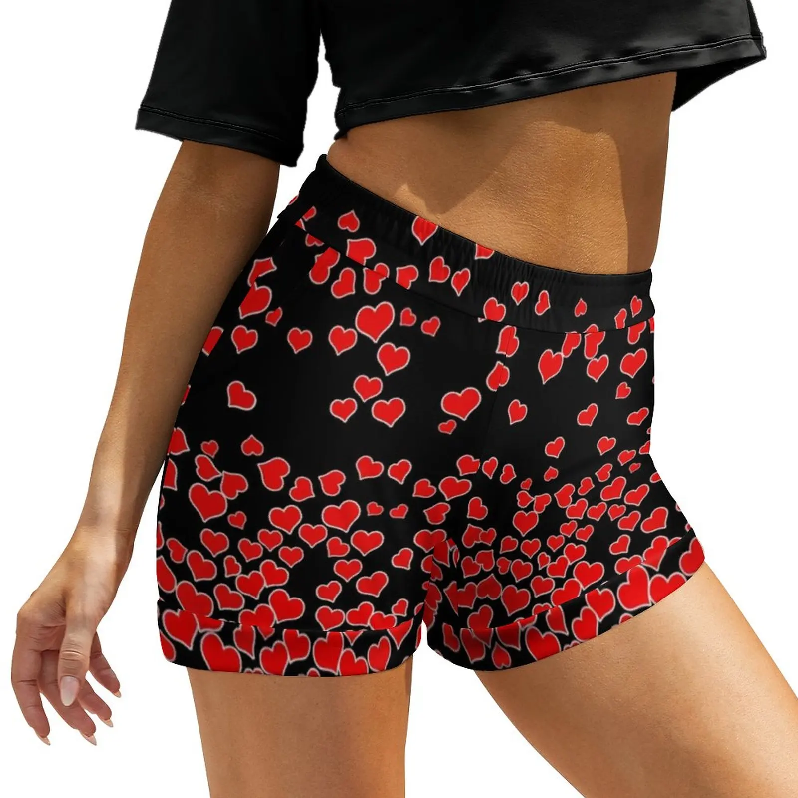 

Falling Heart Shorts Red Hearts Fall In Love Valentine Cute Shorts Pattern Short Pants Summer Casual Bottoms Large Size