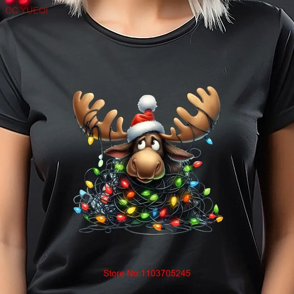 Забавный лось запутанный свет анемосский рождественский юмор Холщовая футболка