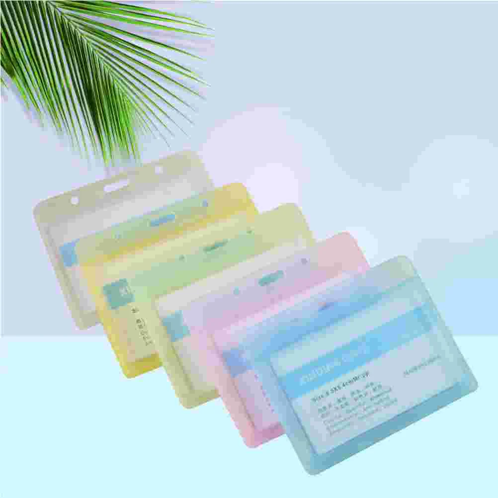 

5Pcs Horizontal ID Holder Frosted Color Hard Plastic Badges Passport Work Permit Name Tag Employee Badge Holder Card designer