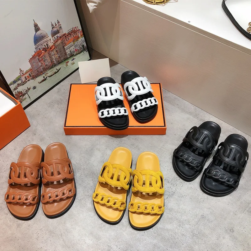 

New Luxury US designer Shoes Slipper Summer Brand Desinger PU leather Women's Sandal Casual Slides Outdoor Female Flip Flops