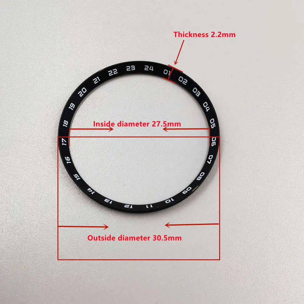 30.5mm 60 Minutes Scale Number 24Hour Watch Chapter Ring For NH35 NH36 4R 6R SKX007 SKX009 Replacement Parts