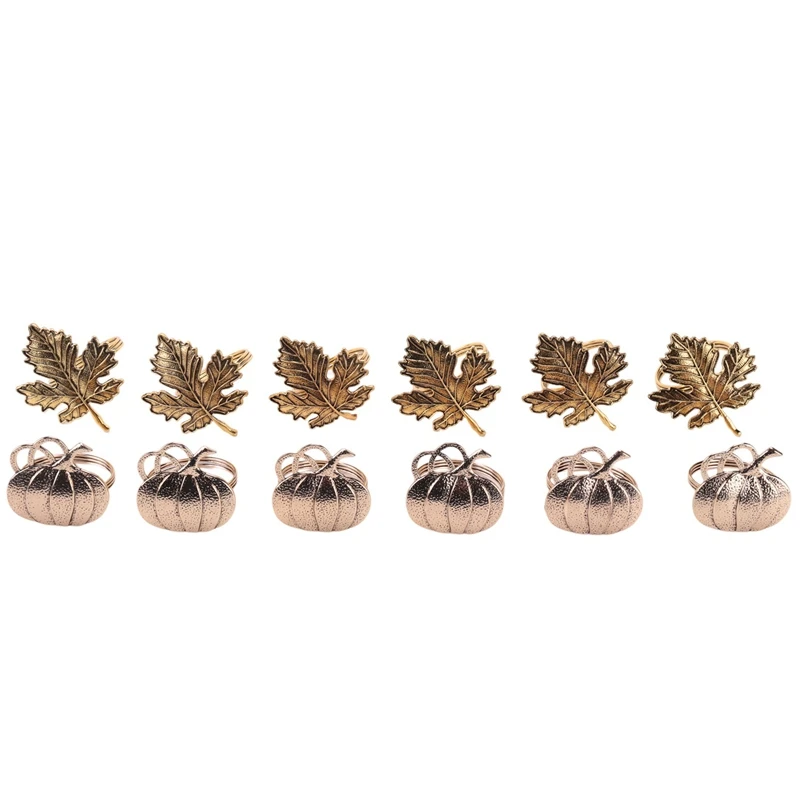 Набор колец для салфеток из 12 предметов кольца листьев держатели тыквы на