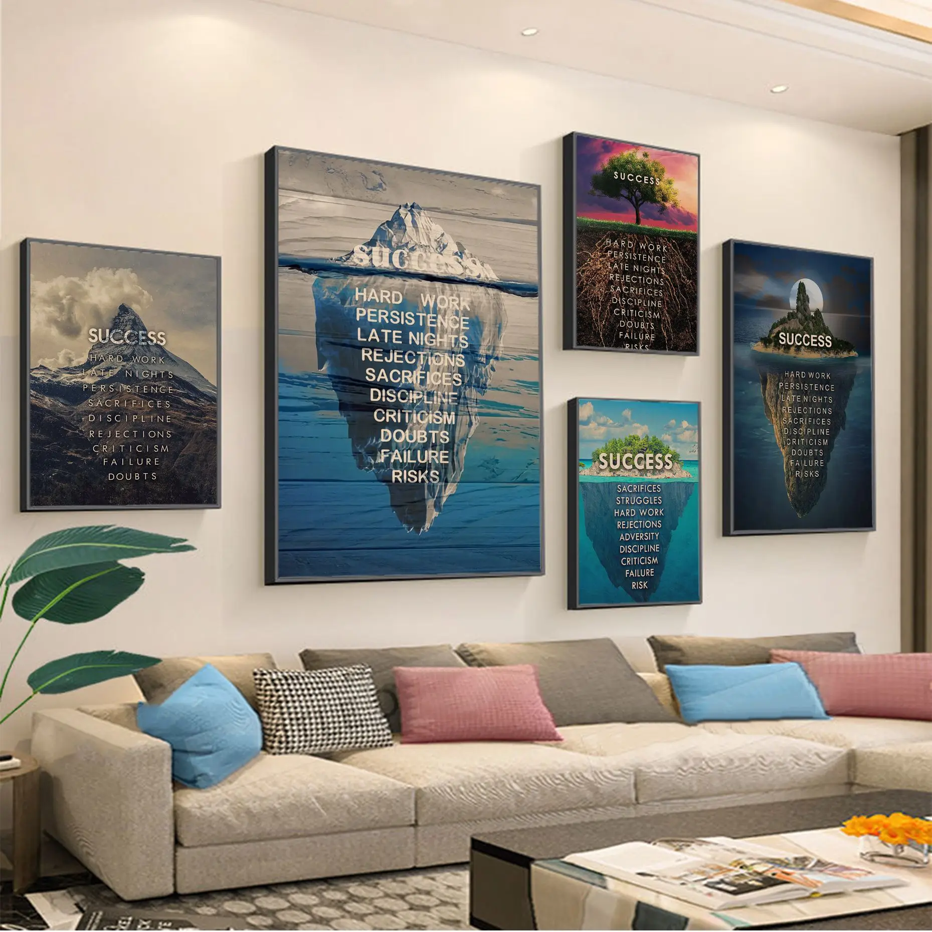 

Success Island Letter Motivational Quote Classic Vintage Posters Retro Kraft Paper Sticker DIY Room Bar Cafe Kawaii Room Decor