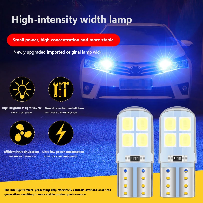 Автомобильный светодиод T10 W5W Canbus Glass COB 6000k Купольная лампа для чтения Маркер
