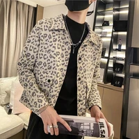 2022 spring and autumn new leopard print jacket men korean fashion casual clothing men tops coats boutique fashion clothing
