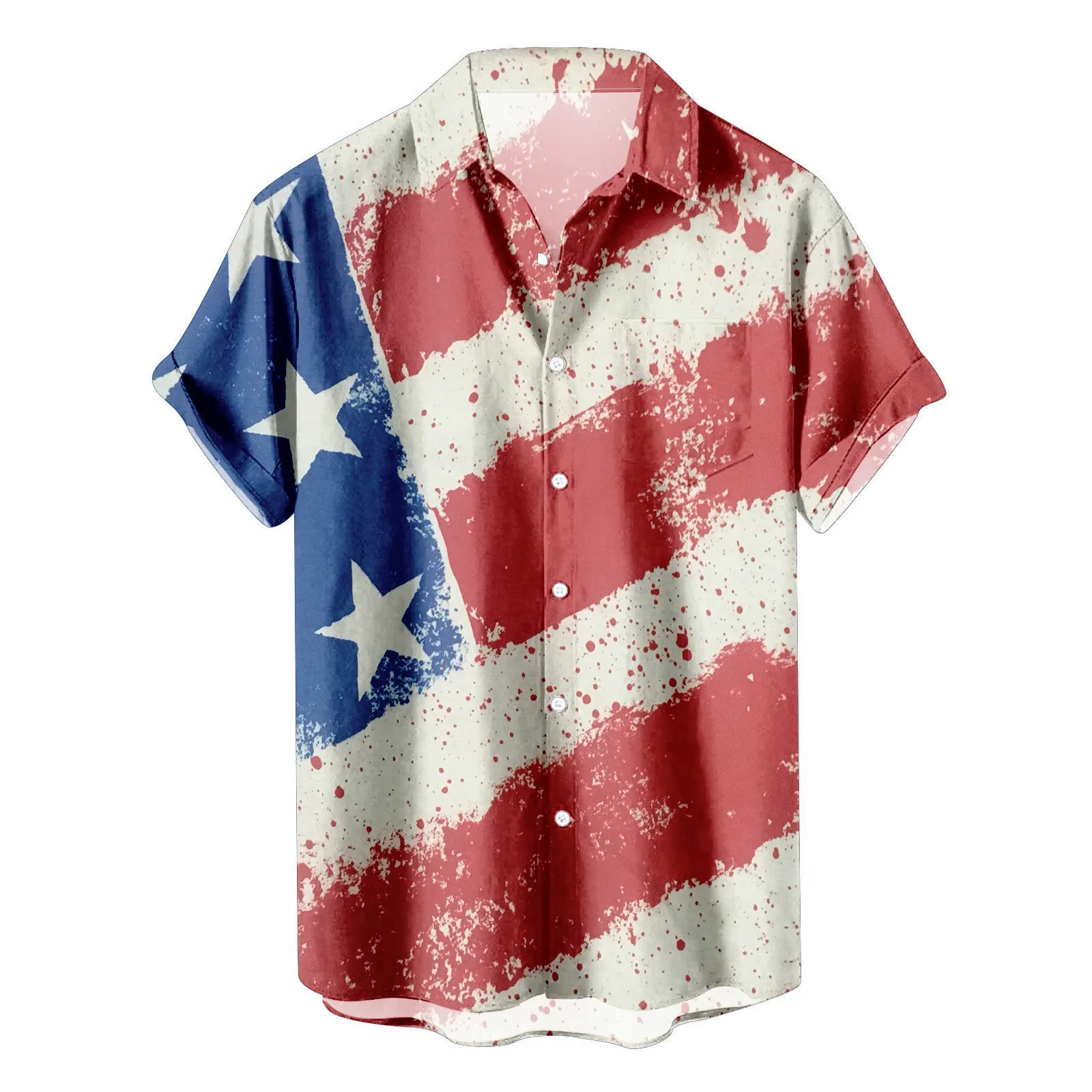 

Usa Flag Printing Shirt Men 4th Of July Independence Day Casual Oversized Shirts Hawaiian Short Sleeve Vintage Loose Blouses