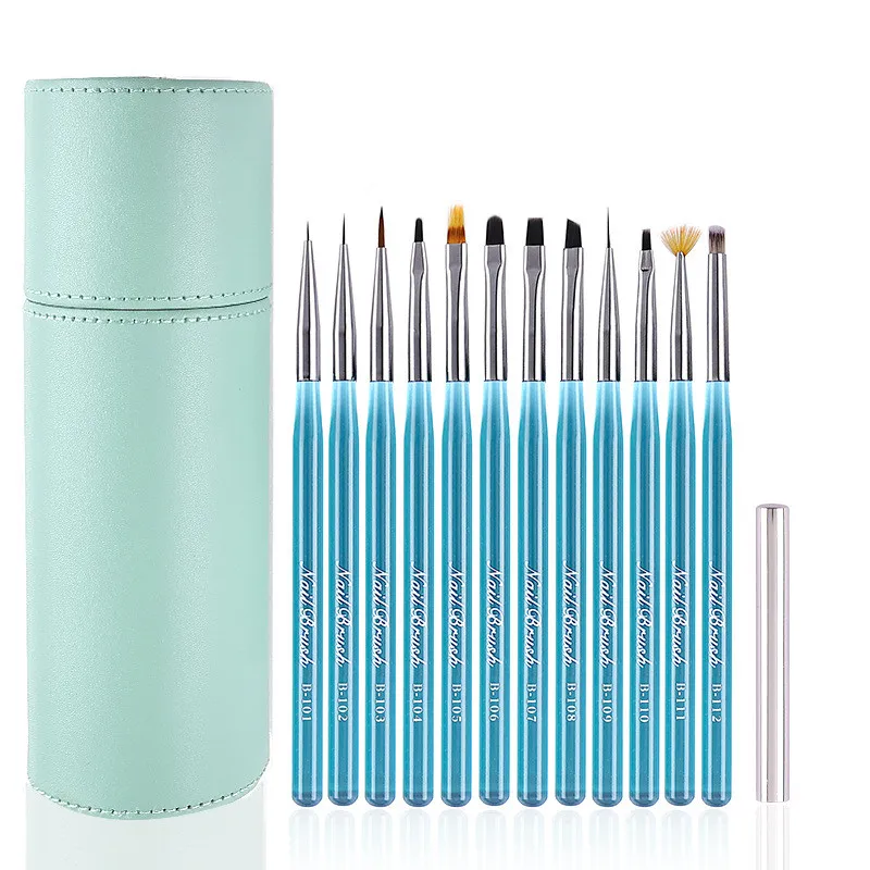1Pcs Acrylic Clear Ocean blue Rod Stripe Nail Art Liner Brush 3D Manicure Ultra-thin Line Drawing Pen UV Gel Painting Tools