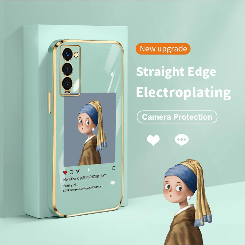 

Classic Paintings Square Electroplating Silicone Phone Case for Tecno Camon 18 18P 18T 19 Neo Pro Tecno Pova 2 3 4 Neo2 Cover