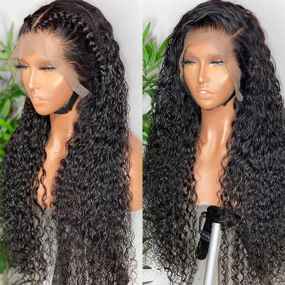 ANGIE QUEEN Wig Curly Humain Hair Brazilian T Part Wigs for Women Remy Hair Kinky Curly Lace Wig Pre Plucked Middle / Side Part