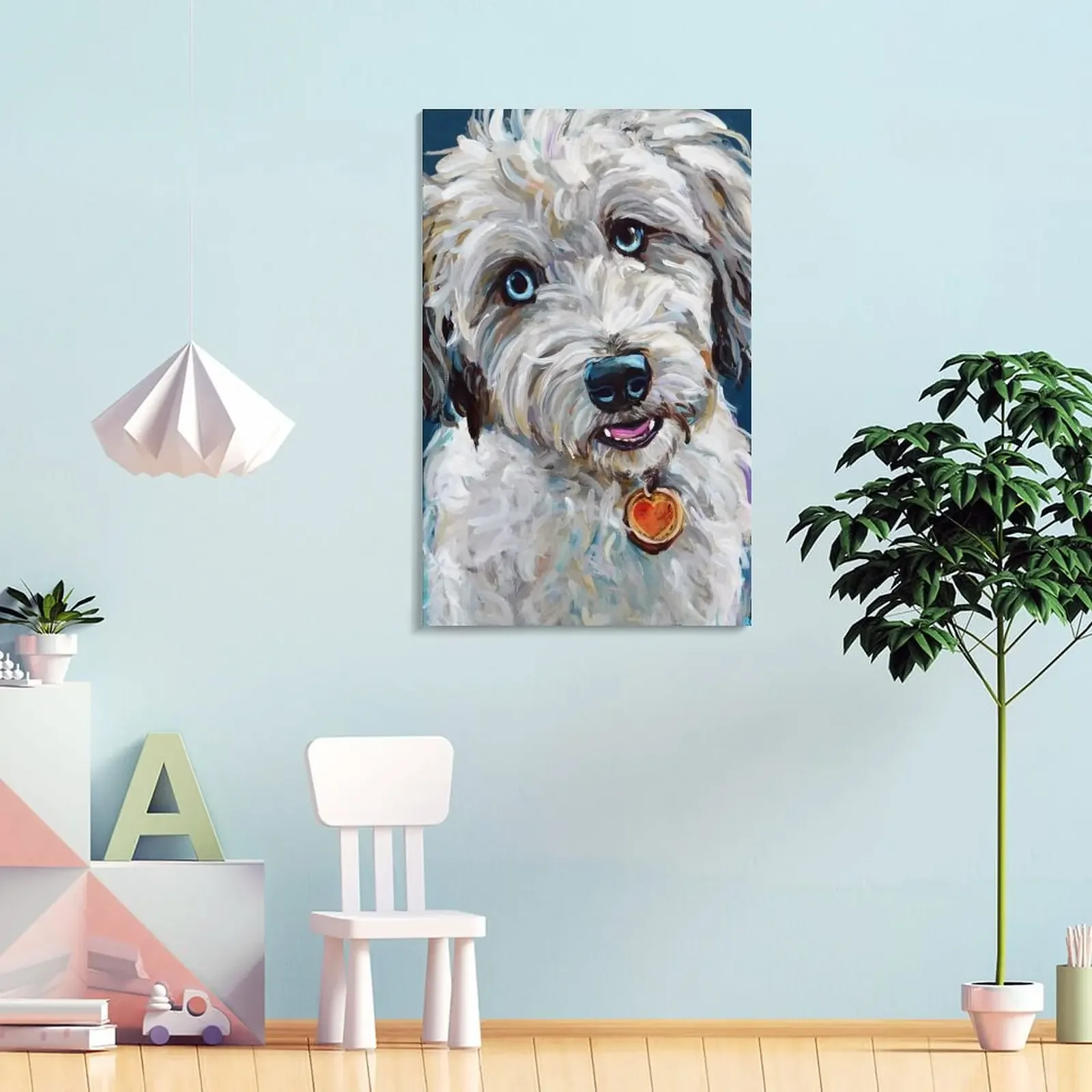 Симпатичные синие глаза Aussiedoodle холст картины украшения для комнаты декоративные