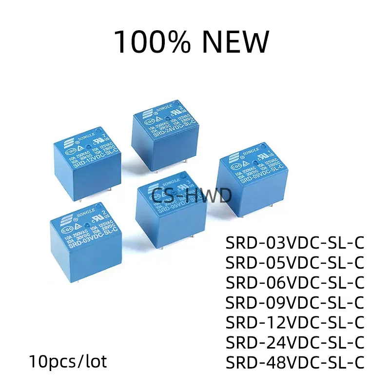 10 шт. реле стандартной яркости 3 в 5 В 6 9 12 24 48 А 250 переменного тока 5-контактные