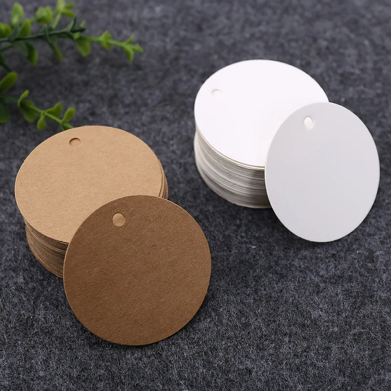 50pcs Kraft Paper Tags Round Blank Gift Bags Label Wish Bottle DIY handmade Craft Hang Tag for Wedding Christmas Party Supplies