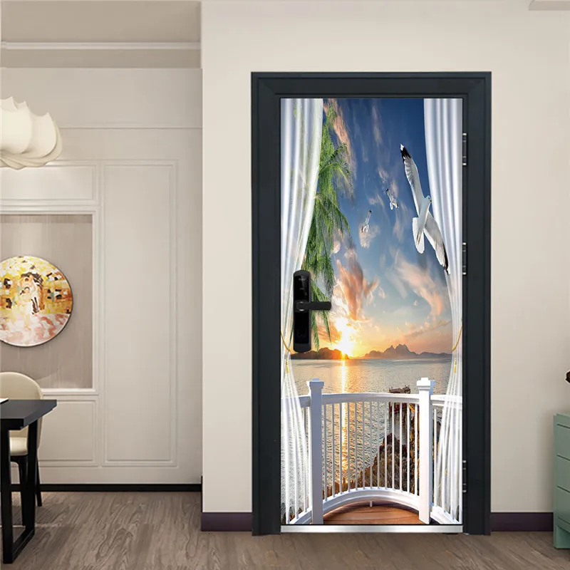 Подводные дверные обои водонепроницаемая наклейка дверная аквариум спальня