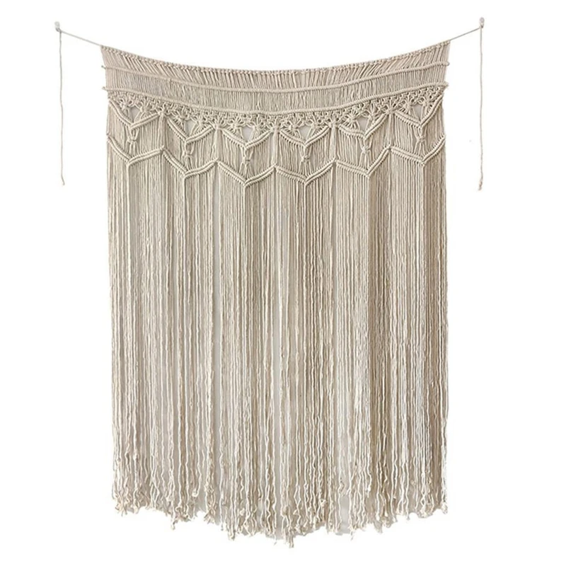 

Bohemian Macrame Wall Hanging Tapestry Handmade Woven Fringe Tassels Garland for banner Doorway Window Curtain Panel Party