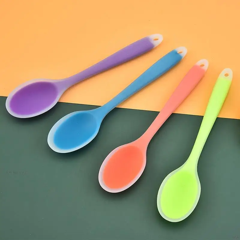 

8 Colors Silicone Spoon Non-stick Rice Spoon Heat Resistant Easy To Clean High Temperature Spoon Tableware Utensil Kitchen Tool