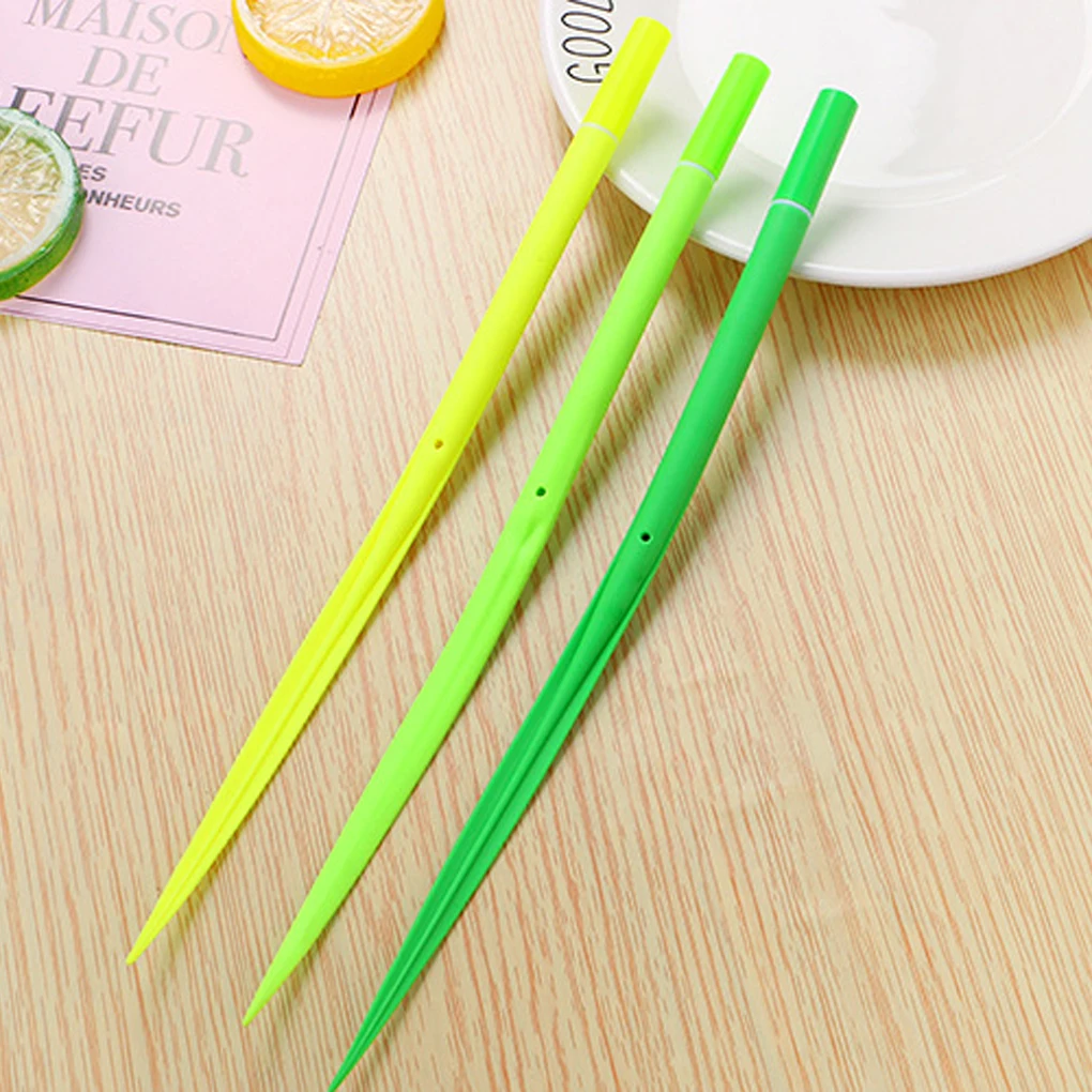 

12 шт. креативная шариковая ручка из силикона в форме травы, шариковая ручка с черным стержнем