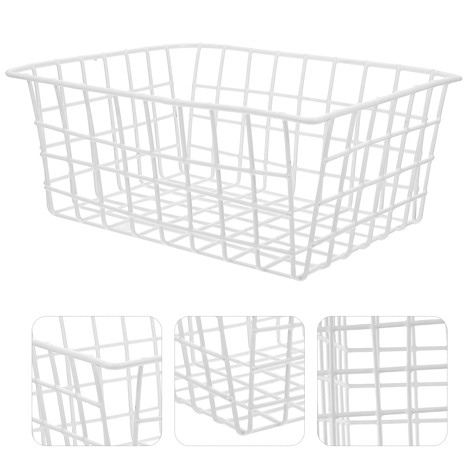 

Freezer Storage Basket Wire Container Vegetable Household Fruit Iron Refrigerator Organizer White