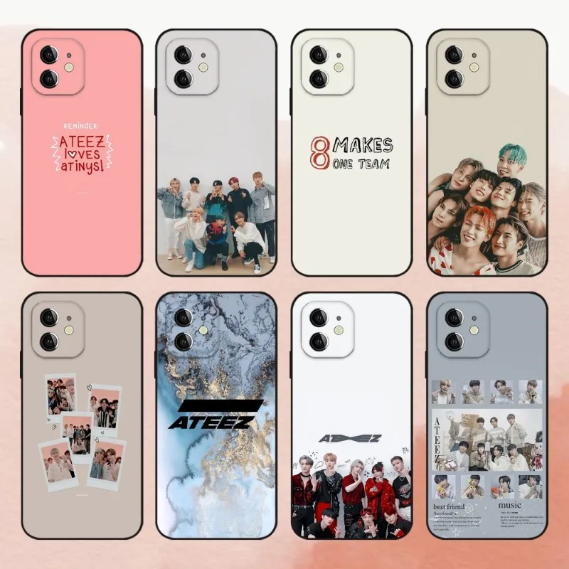 

ATEEZ Phone Case For Iphone 13 11 12 Pro Max Xr X Xs Mini 6 6s 7 8 Plus SE 2022 Black Soft Silicone Cover