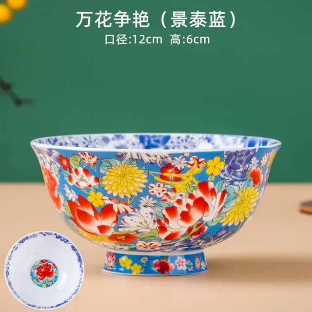

Новая керамическая миска в китайском стиле, эмалированная цветная миска для риса, набор кухонных блюд, набор фарфоровой миски для салата