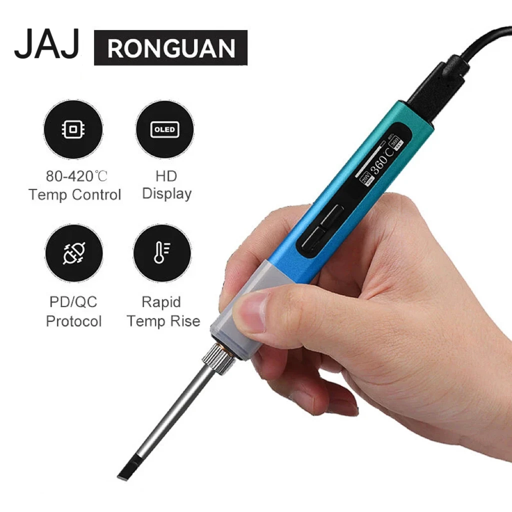 

Portable Intelligent Electric Soldering Iron PD 65W Aluminum Alloy Body OLED Display Screen Adjustable Temperature Welding Equip